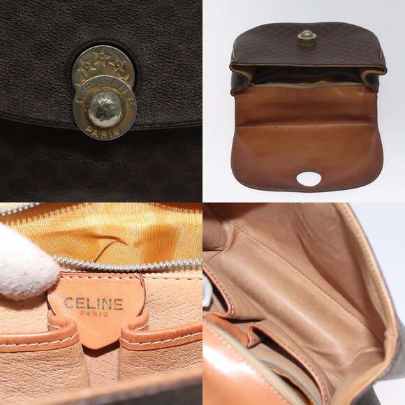 CELINE Macadam Canvas Hand Bag Pvc Leather Brown Gold - Picture 11 of 13